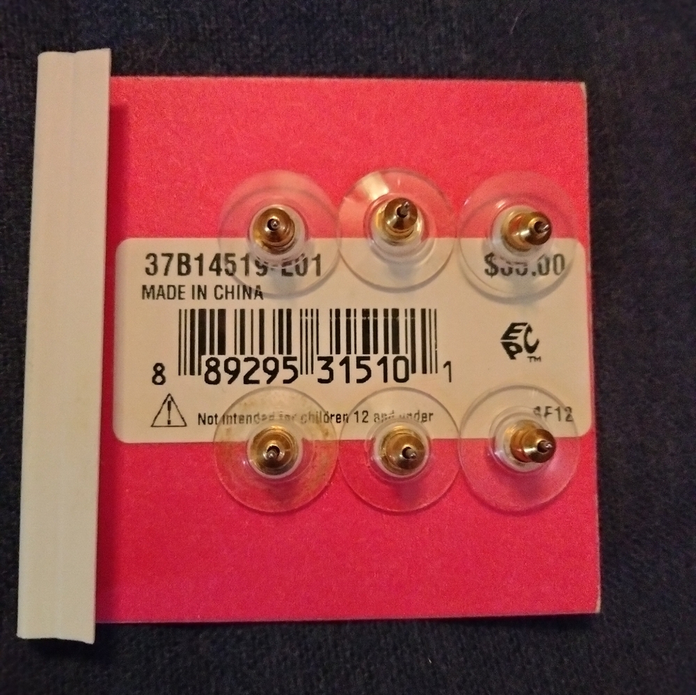 3 for💲25🌟Betsey Johnson set (3 pairs) pierced stud BOW earrings jewel look - Picture 5 of 6